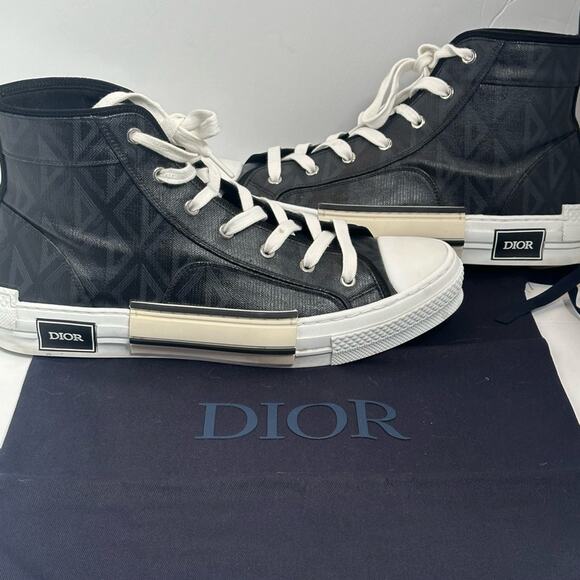🪀DIOR SNEAKER HIGH TOP M-B/23 DIAMOND PRISTINE DUSTBAG DIOR AUTHENTIC SIZE 12 - Picture 11 of 16